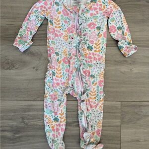 Caden Lane Pink and Orange Floral Footie